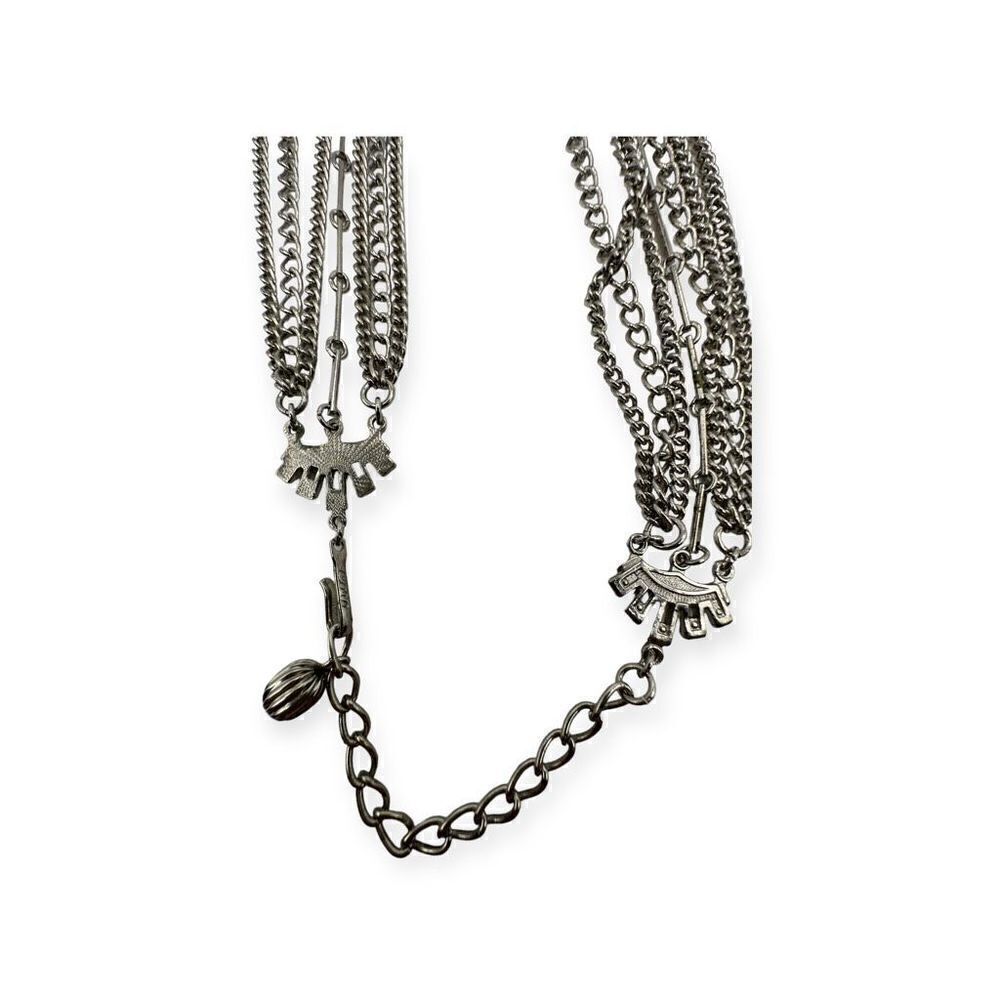 Vintage silver-toned multi strand necklace 12 inches long - Picture 9 of 13